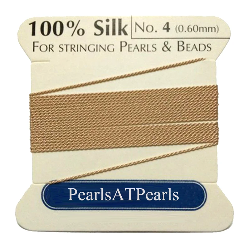 2m comprimento 0.6mm diâmetro rosa 100% natural seda beading cords com agulha