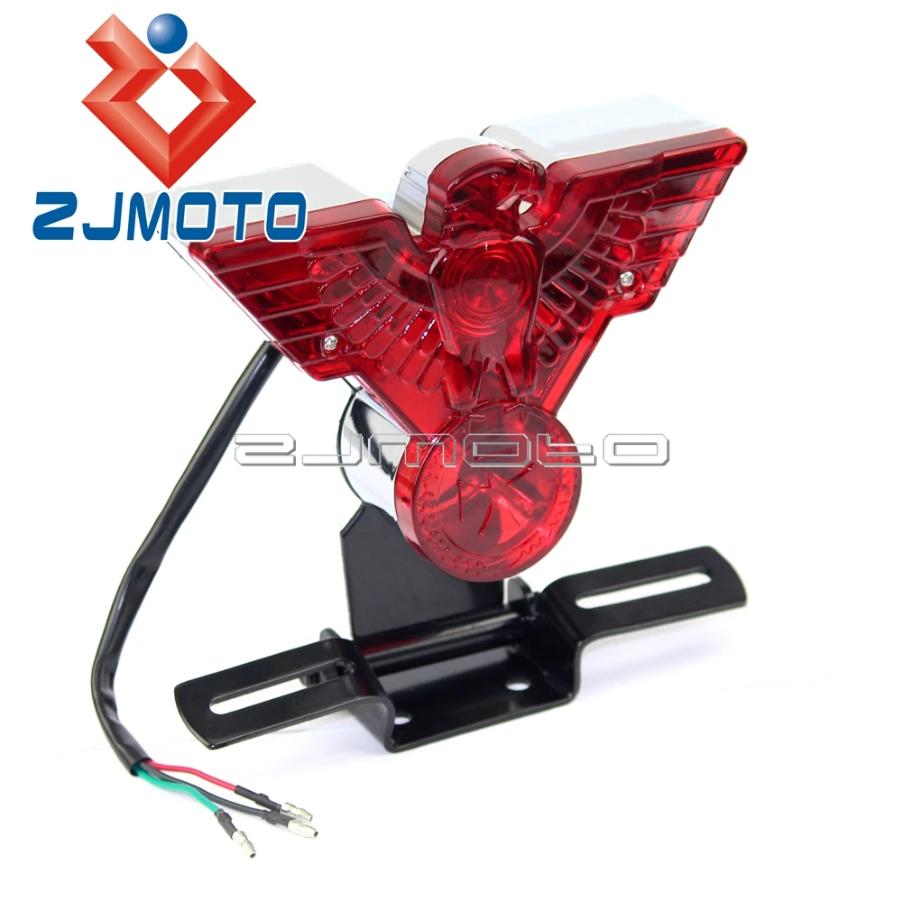 Motorcycle Rear Light w/ Bracket Bird Brake Light For Harley Cafe Racer Chopper Custom Warbird Eagle Stop Lamp Red Taillight