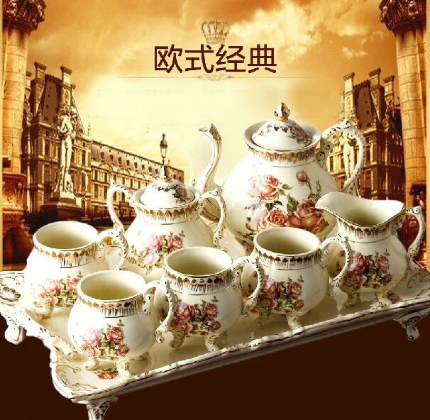 FREE SHIPPING LUXURY EUROPE MILK POT CERAMIC COFFEE POTS 12PCS PORCELAIN COFFEE POTS SET A-1