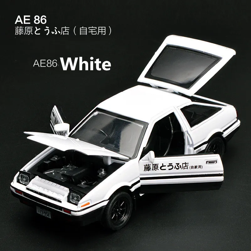 AE86 1:28 INITIAL D Toyota Alloy Car Model Anime Cartoon Fast Furious With Pull Back Sound & Light Diecast Vehicle For Boy Toys