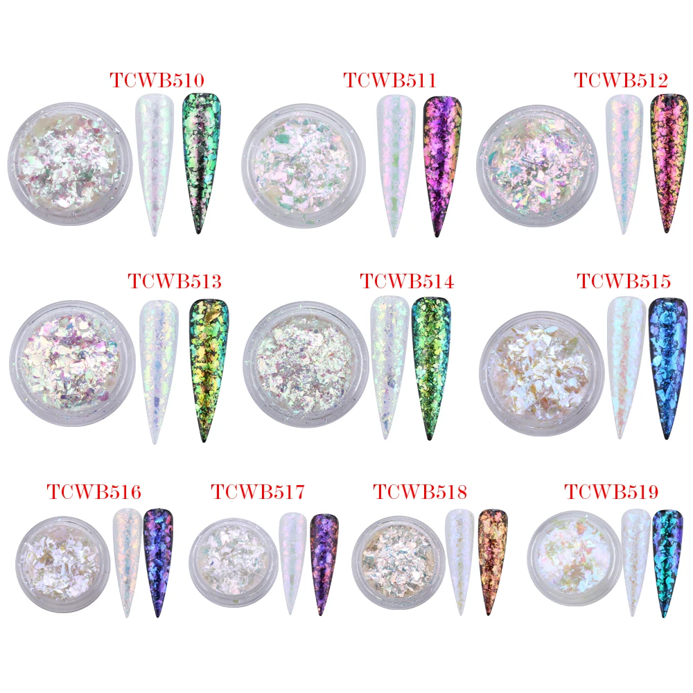 

TCT-238 Unicorn White Chameleon Flakes Magic Flakes Multi Chrome Nail Powder Rainbow Flakes Nails Glitter Aurola Glitter Henna