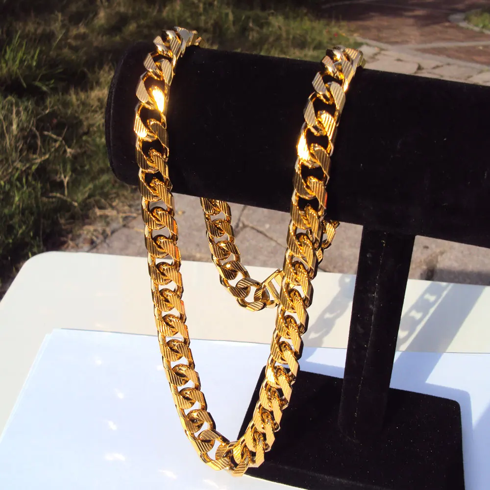 Cuban Curb Chain 22K 23K 24K THAI BAHT GOLD GP NECKLACE 24\