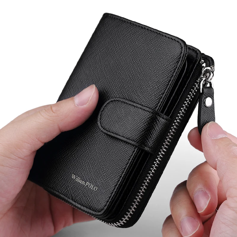 WILLIAMPOLO Man Walet Genuine Leather Hasp Closure Card Holder Small Bag With Gift Box for Men Card Wallet Men\'s Wallet PL319