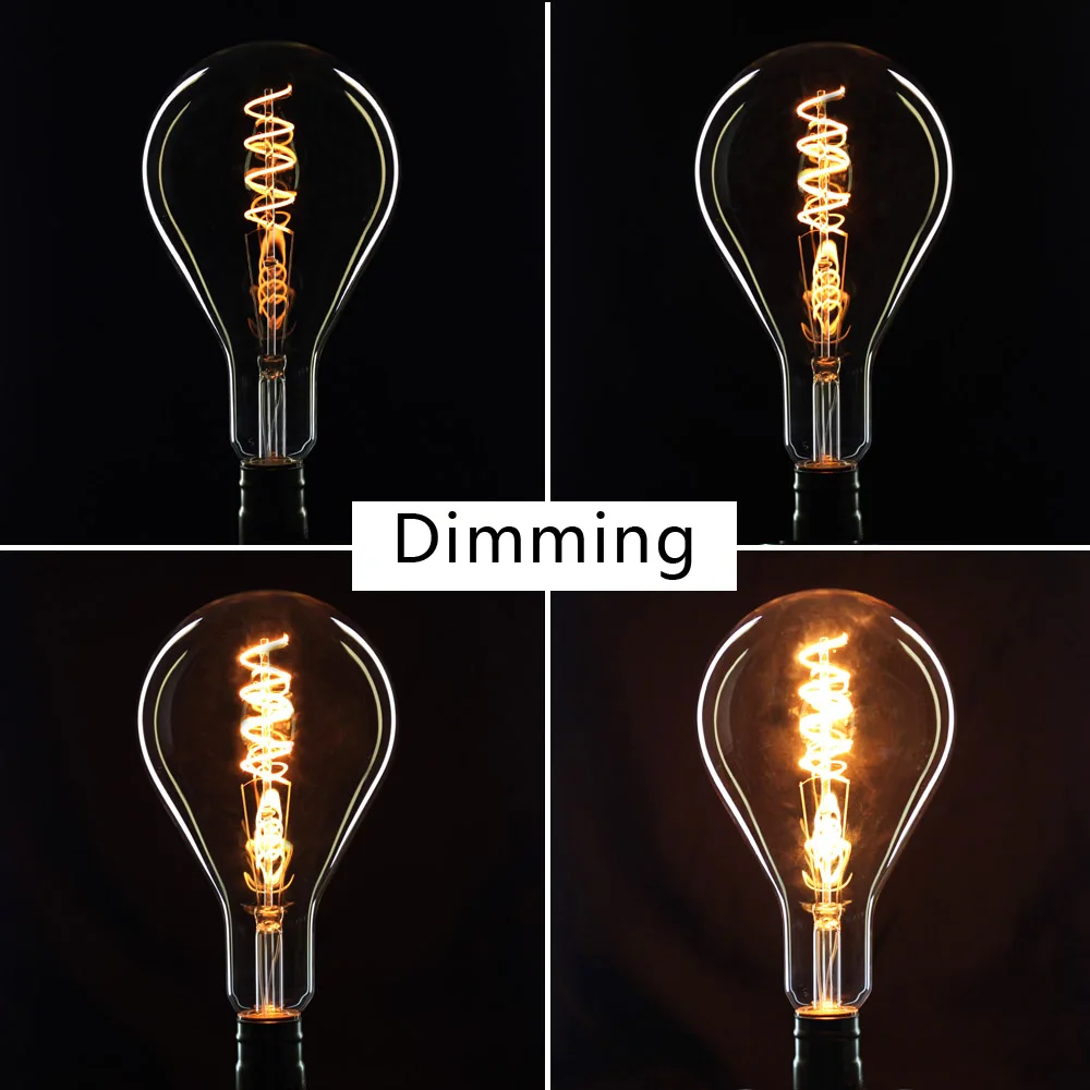 A130 big edison led bulb E27 spiral light amber retro saving lamp vintage filament Edison lamp led light chandelier 220V 4W PS42