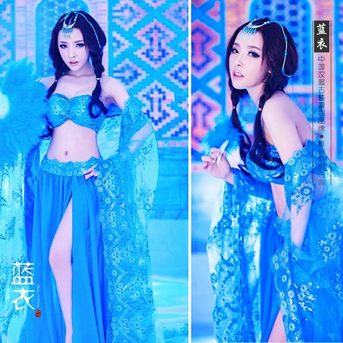 Lanyi 2014 New Sexy Aesthetic Photography Costume Exotic Women's Costume Blue Costume