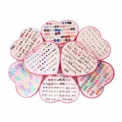2021 Trend 26Design 36Pairs Mix Mini Flower Clay Earring Stud Sets Fruit Earring Set For Baby Child Heart Box Earrings Jewelry