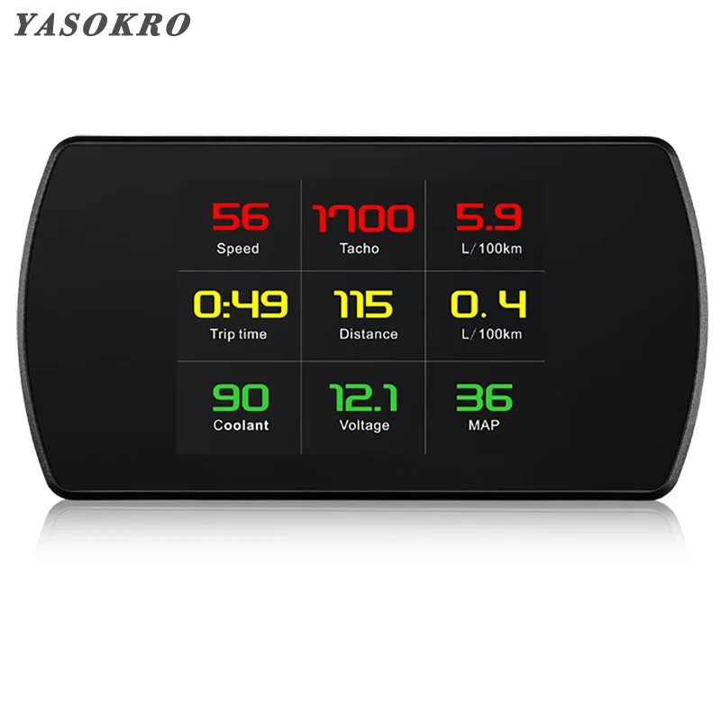 YASOKRO P12 OBD2 HUD Head Up Display Smart Digital Car Speed Projector On-Board Computer OBD2 Speedometer Windshield Projector