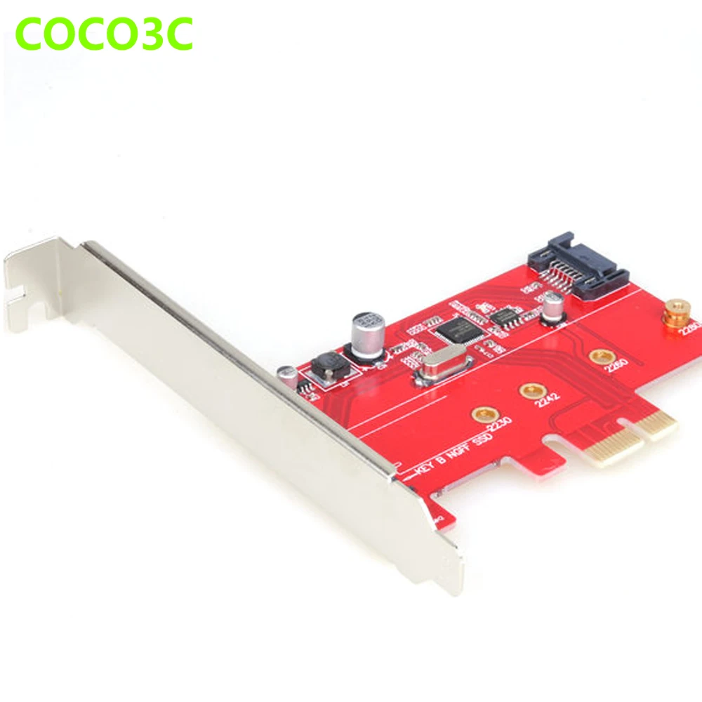 

SATA III + NGFF B Key slot SSD PCI-e Card SATA 6Gbps 3.0 HDD M.2 B & M Key SSD to PCI Express card ASM1061