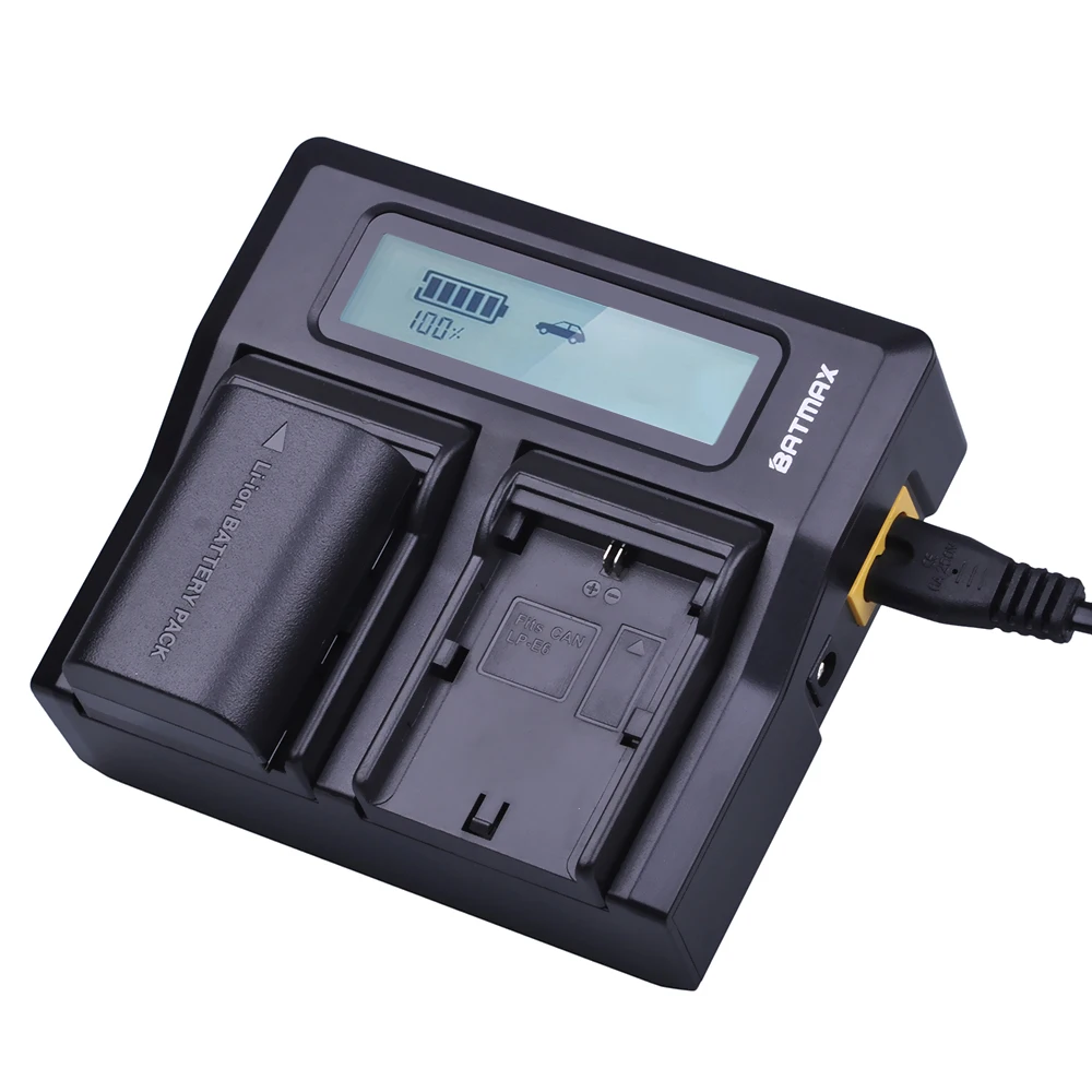 Batmax LP-E6 LP-E6N  LCD Rapid Dual Charger for CANON DSLR EOS 60D 5D3 7D 6D 70D 5D Mark II III SLR  and Canon LC-E6