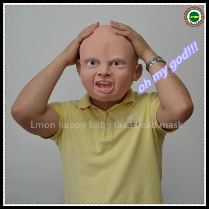 2015 New Hot Sale Halloween party Cry baby mask/latex happy baby mask christmas cosplay costume boy head face mask