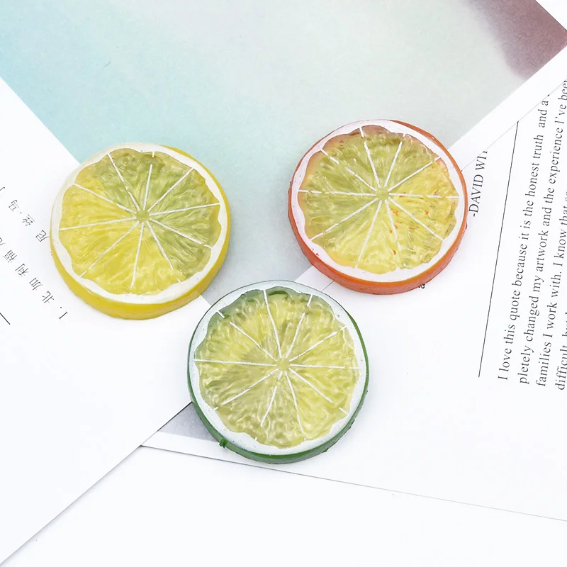 5pcs Artificial Fruit Scrapbook Christmas Decoration for Home Diy Gifts Box Fridge Sticker Pompon Cheap Fake Plants Lemon Slices