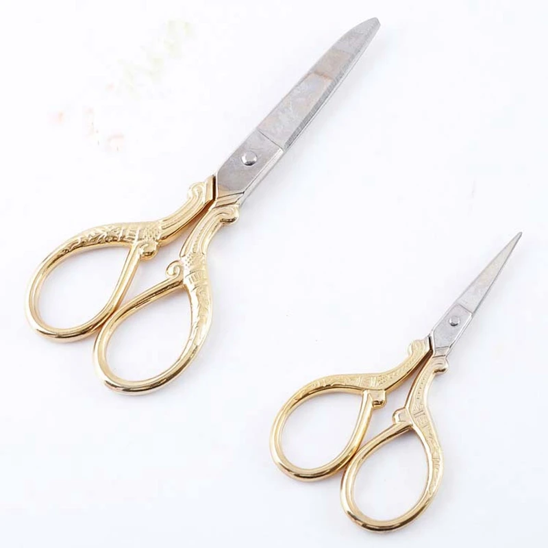 Gold Plated Stainless Steel Sewing Scissor Tailor Hot Scissors for Fabric Craft Household Tools13cm/9cm CP0374