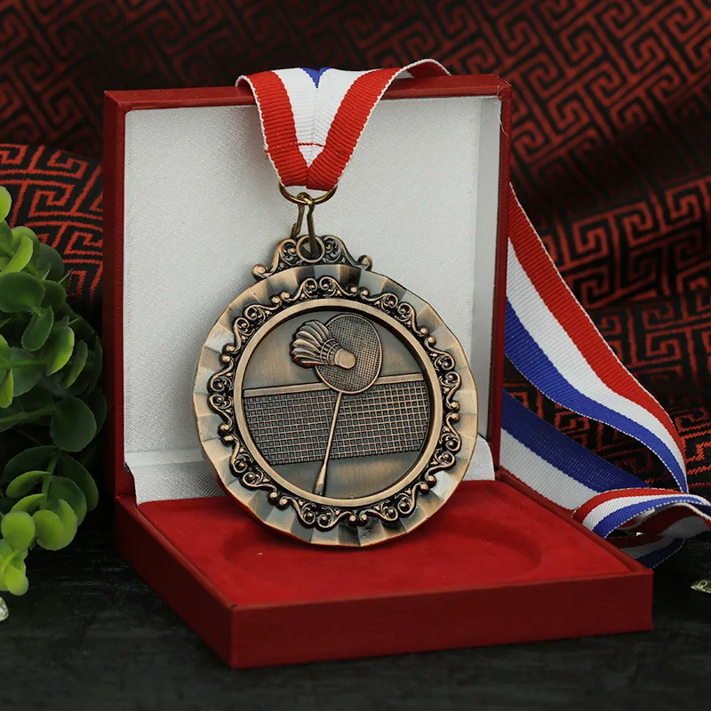 in stock Badminton medal factory price Zinc alloy Spot sports medal custom low price gold silver bronze Medal Can carve word