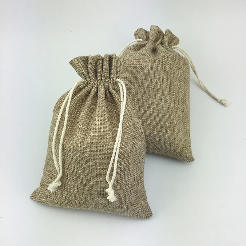 15*20cm 30pcs Vintage Style handmade Jute Sacks Drawstring gift bags for jewelry/wedding/christmas Packaging Linen pouch Bags