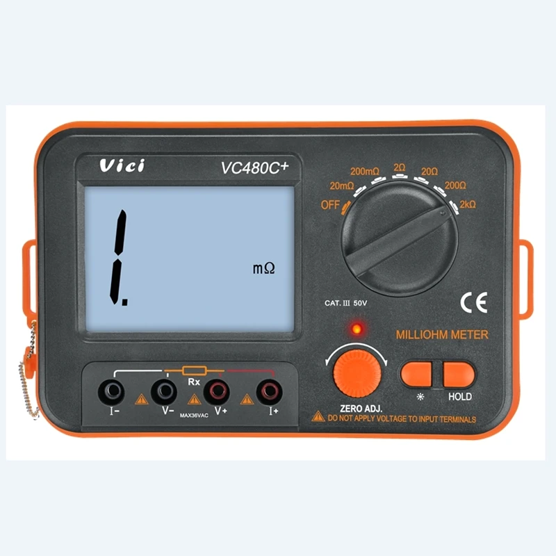 3 1/2 Digital Milli-ohm Meter VC480C+ LCD Backlit 4 Wire Test Low Resistance Multimeter 6 Ranges Accuracy Measurer VICI Brand