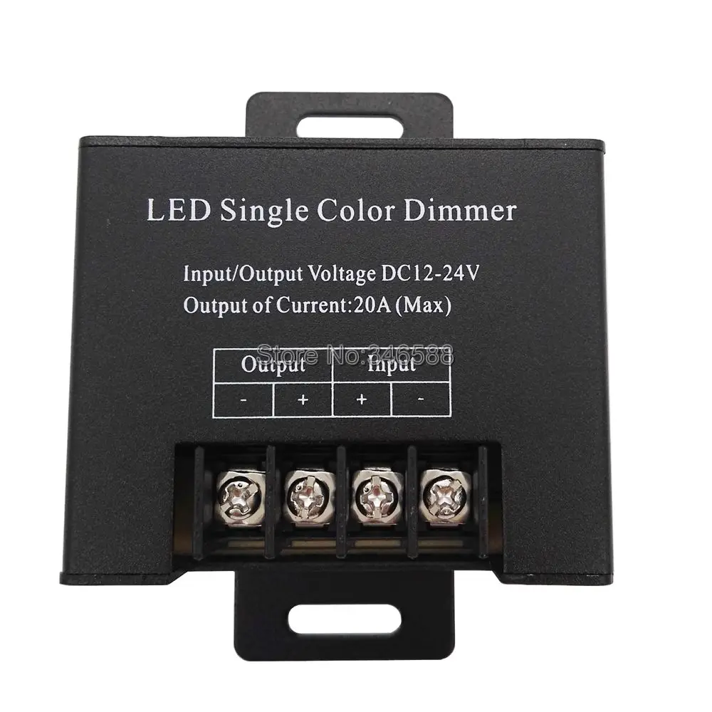 DC12V 24V 20A Single Channel LED Dimmer Controller with 3Key Wirelss RF Remote Control for Single Color LED Striplight