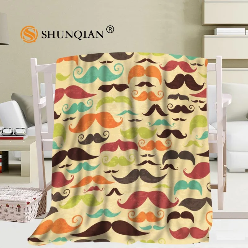 Hot Sale custom mustache gentleman Blanket Manta Falafel Blanket Sofa/Bed/Plane Travel Bedding 56x80inch 50X60inch 40X50inch