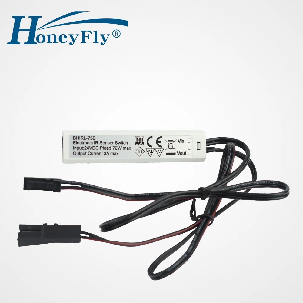 HoneyFly Patented IR Sensor Switch DC 12V/24V 3A Infrared Sensor Switch Motion Sensor LED Strip/Cabinet Auto On-off CE