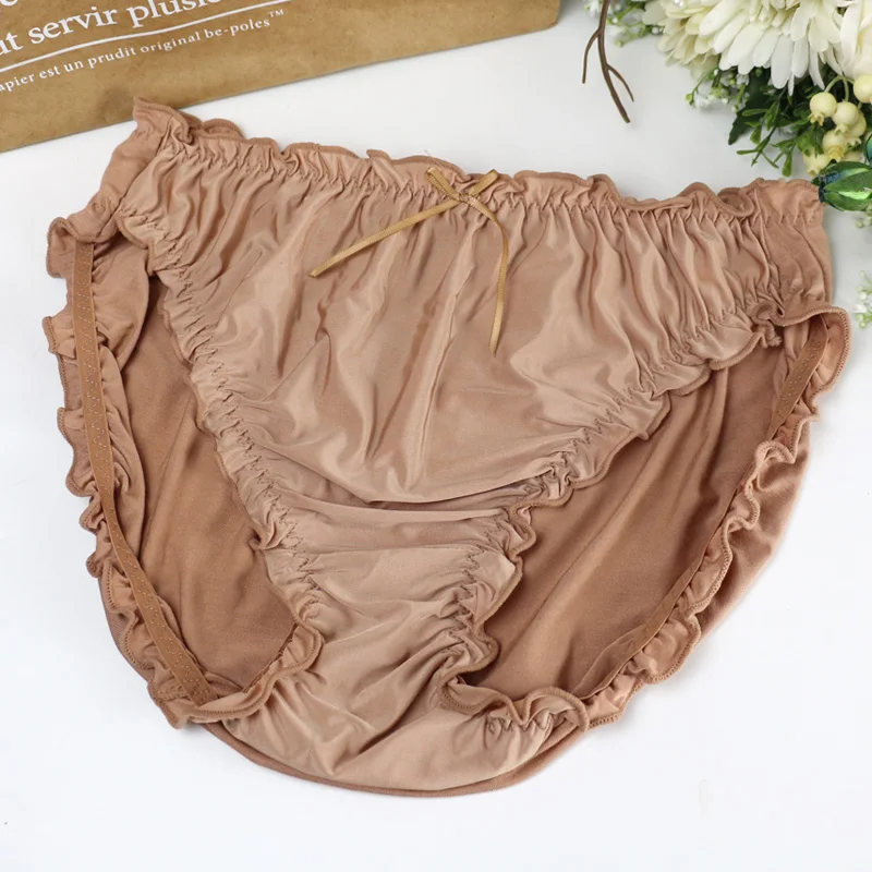 Women\'s Panties Large Sizes High Waist Modal Ruffle Milk Silk Sexy Underwear Plus Size Women Underpanties Fits 75-140 Kg