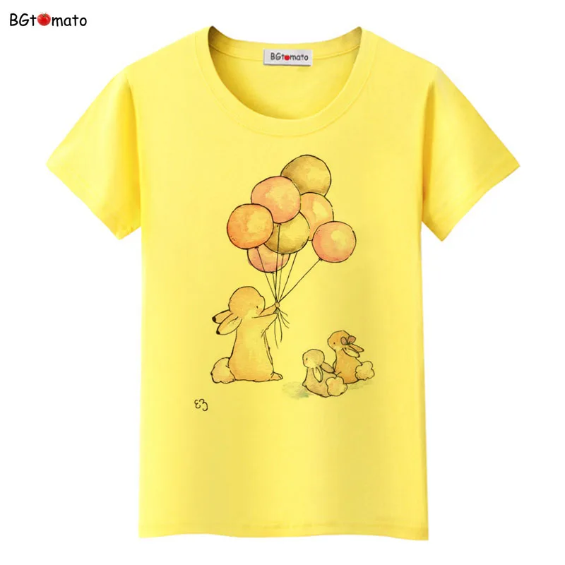 

The rabbit and the balloon colorful shirt women top tees Brand t-shirts summer clothes cool t shirt women