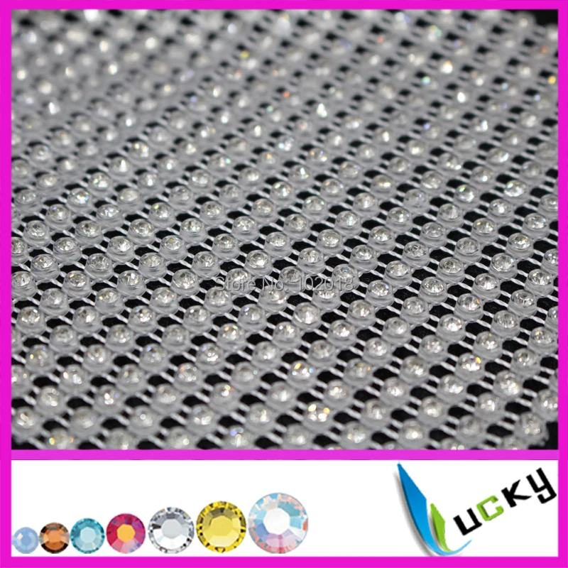 Free shipping! 5 yards transparent plastic base 24 rows rhinestone trimming with high quality clear strass crystal mesh chains