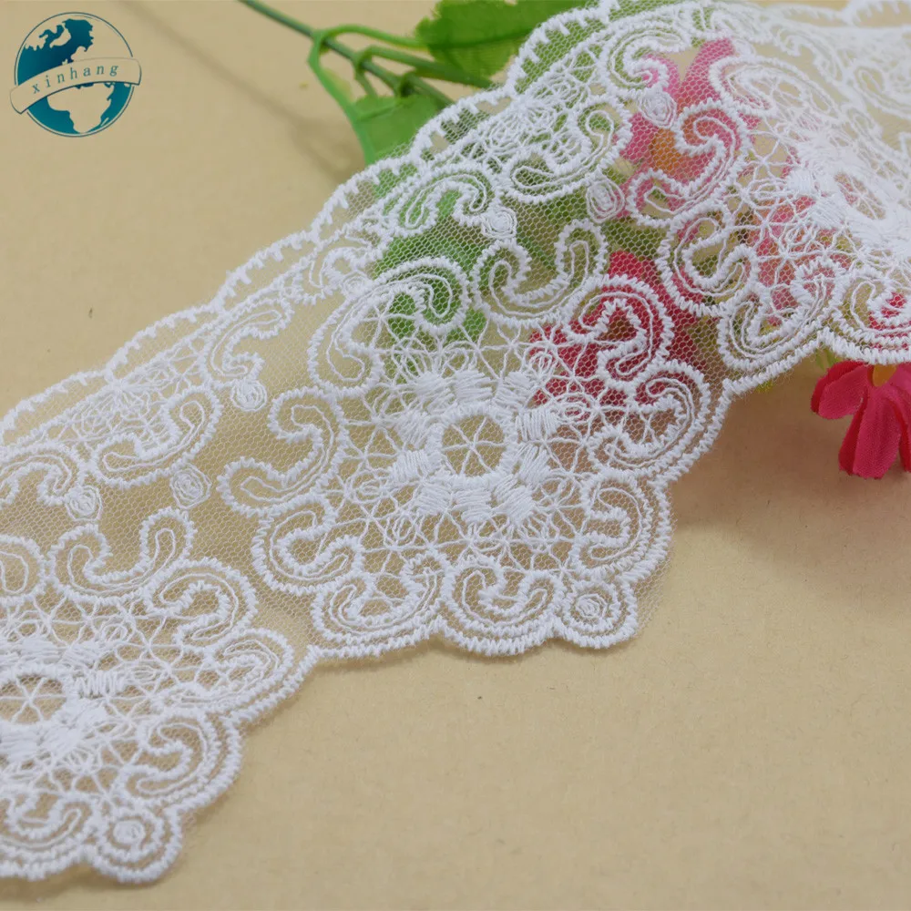 8.5cm Width Cotton Embroid Sewing Eibbon Guipure Lace Trim Fabric Warp Knitting DIY Garment Dress Wedding Accessories #2971