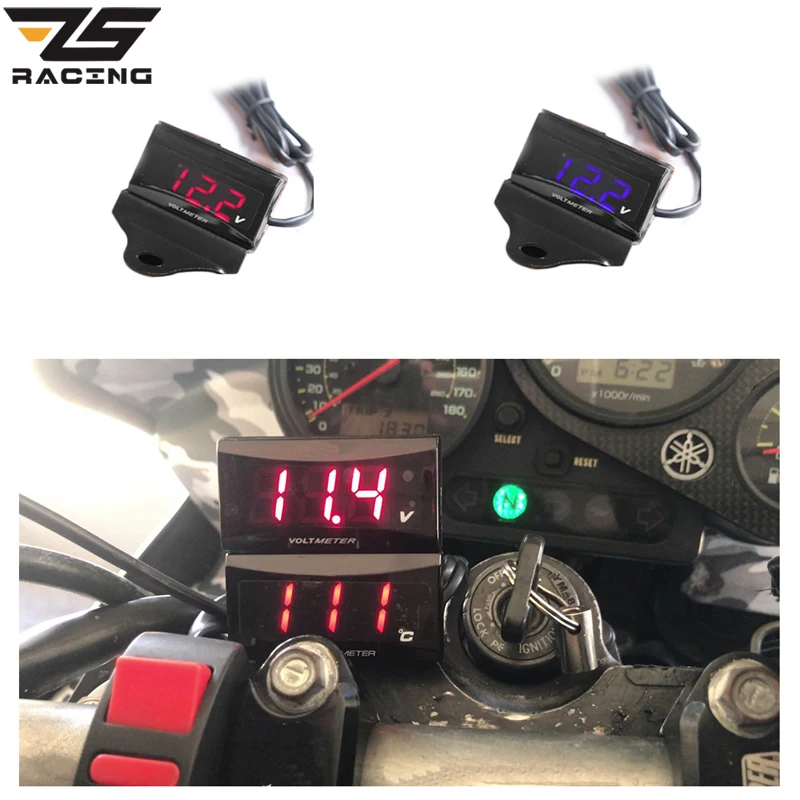 

ZS Racing LED Digital Display KOSO Motorcycle Voltmeter Mini Voltage Meter Volt Tester Panel for DC 12V Motorcycles Vehicles