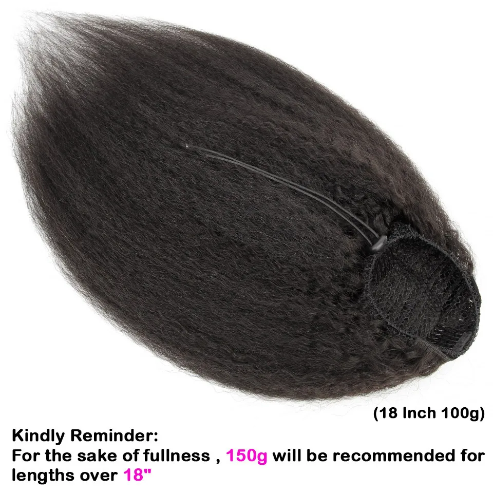 Yvonne-Kinky Straight Proximity Wstring Ponytail, Extensions de cheveux humains à clipser, Ratio élevé, Cheveux vierges brésiliens, Document naturel