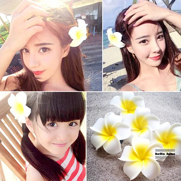 10 Pcs HawaiiFlower Hair Clip Clips for Girls Hawaiian Frangipani Women Seaside