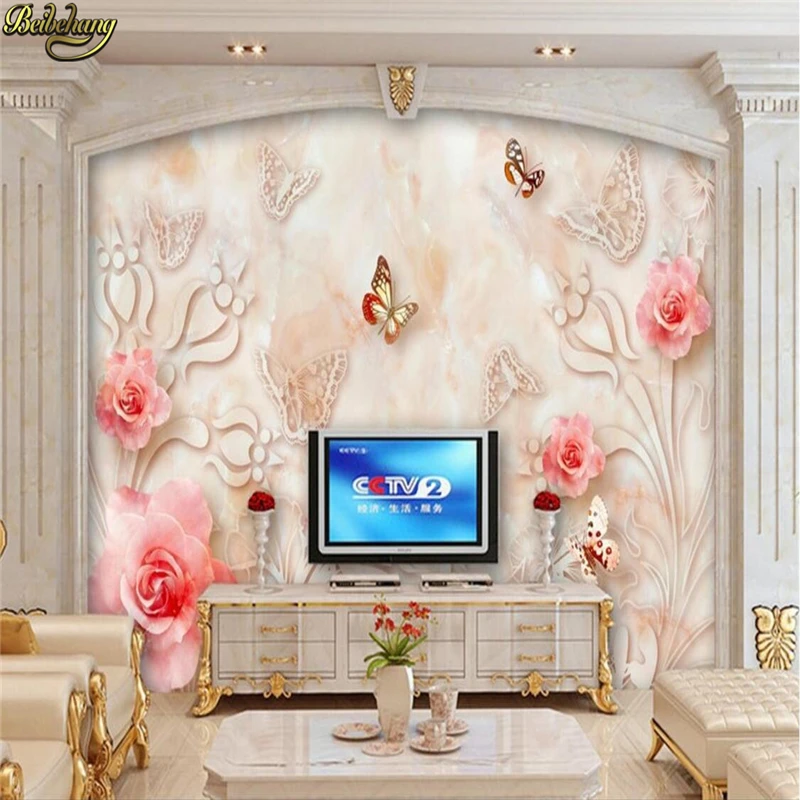 beibehang Custom photo wallpaper mural European marble relief rose 3D stereoscopic TV background wall papel de parede wall paper