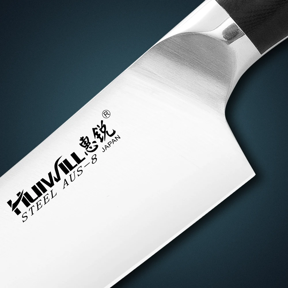 Imagem -04 - Huiwill Super Qualidade Japonês Aus8 Cozinha Santoku Japonês Chef Faca com Duplo Forjado G10 Lidar com Aço Inoxidável