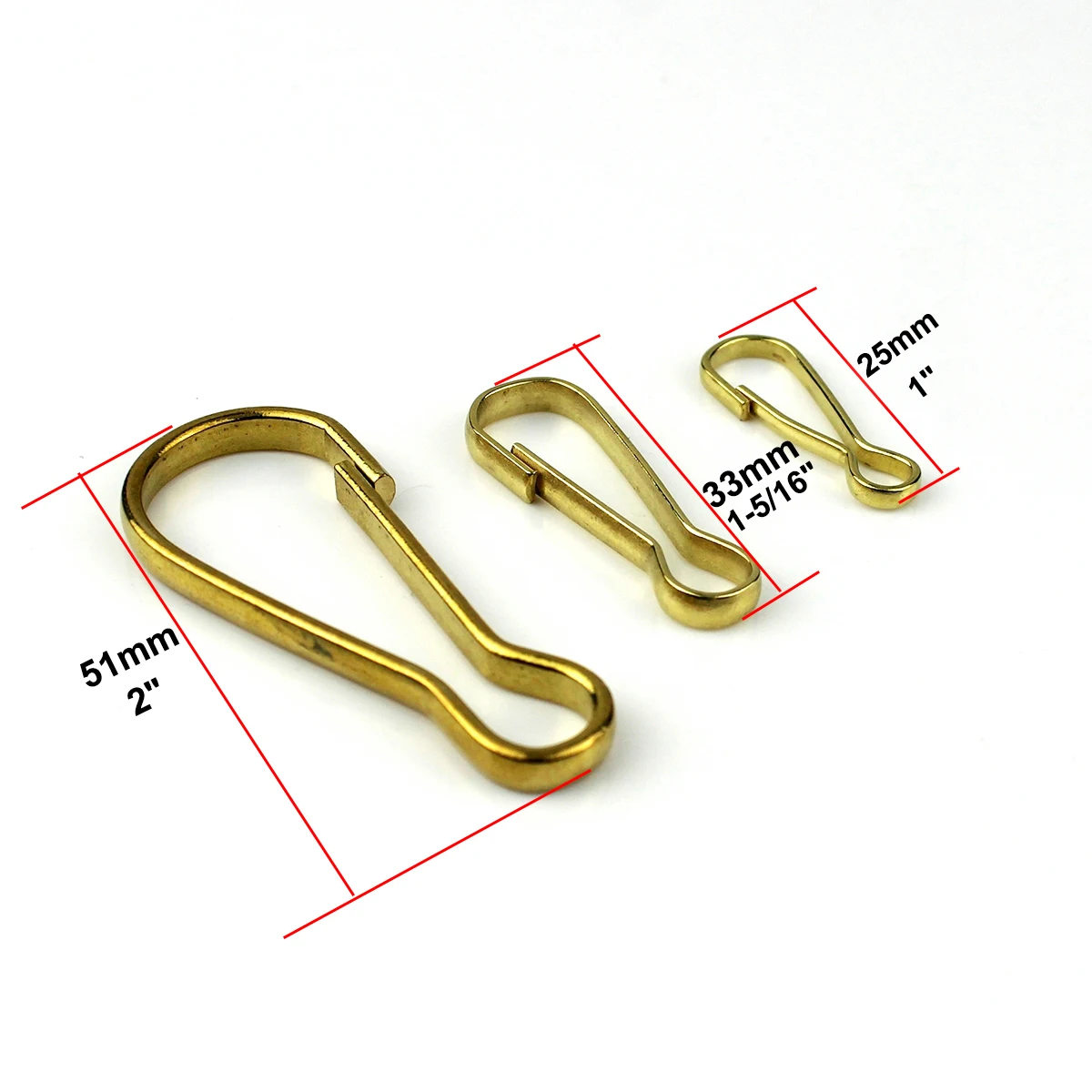 5 pcs Wholesale Solid Brass S-Ring Curtain Clasp Split Key Ring Hook Chain Loop none-spring gate 20mm/ 33mm/ 51mm simple hooks