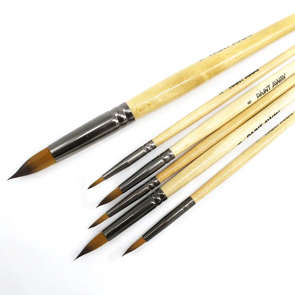 

6 pcs set watercolor art Brushes Pointed Tip Acrylic Brush Nylon Hair Gouache Paint Brush Set artist paint brushes