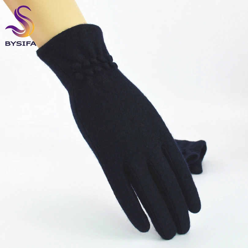 BYSIFA – gants en laine pour femmes, épais et chaud, pour écran tactile, collection printemps-automne, doux, élégants, rose vif