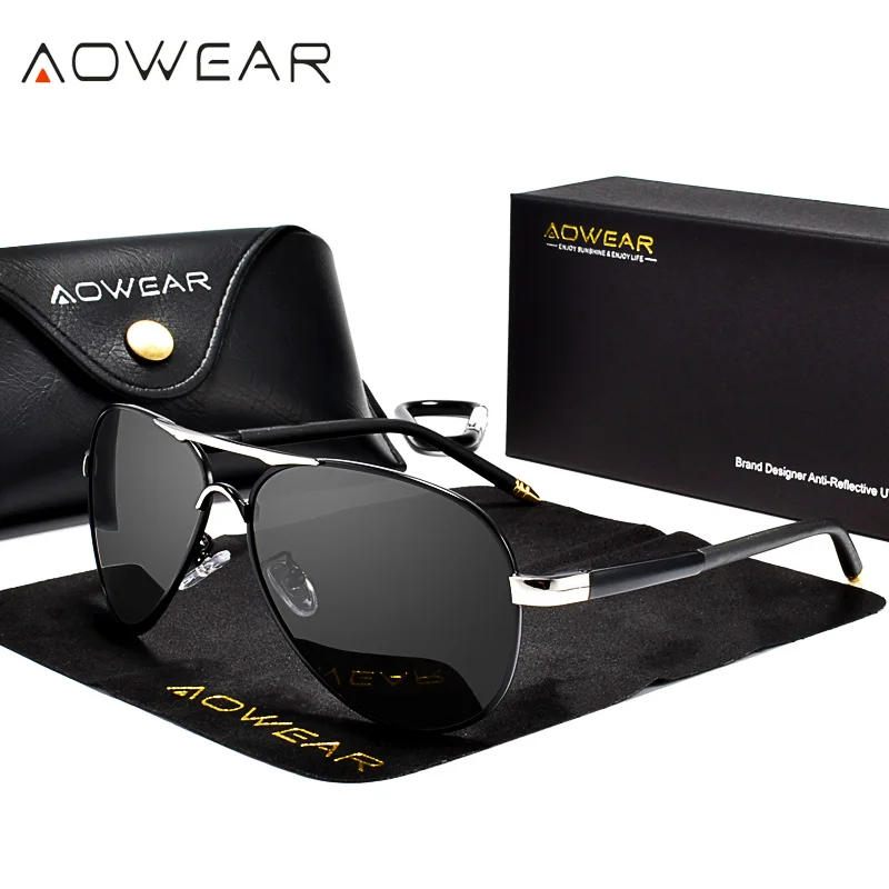 AOWEAR Brand Designer Polarized Sunglasses Men Aviation Coating Mirror Sun Glasses for Man Women oculos gafas lentes de sol