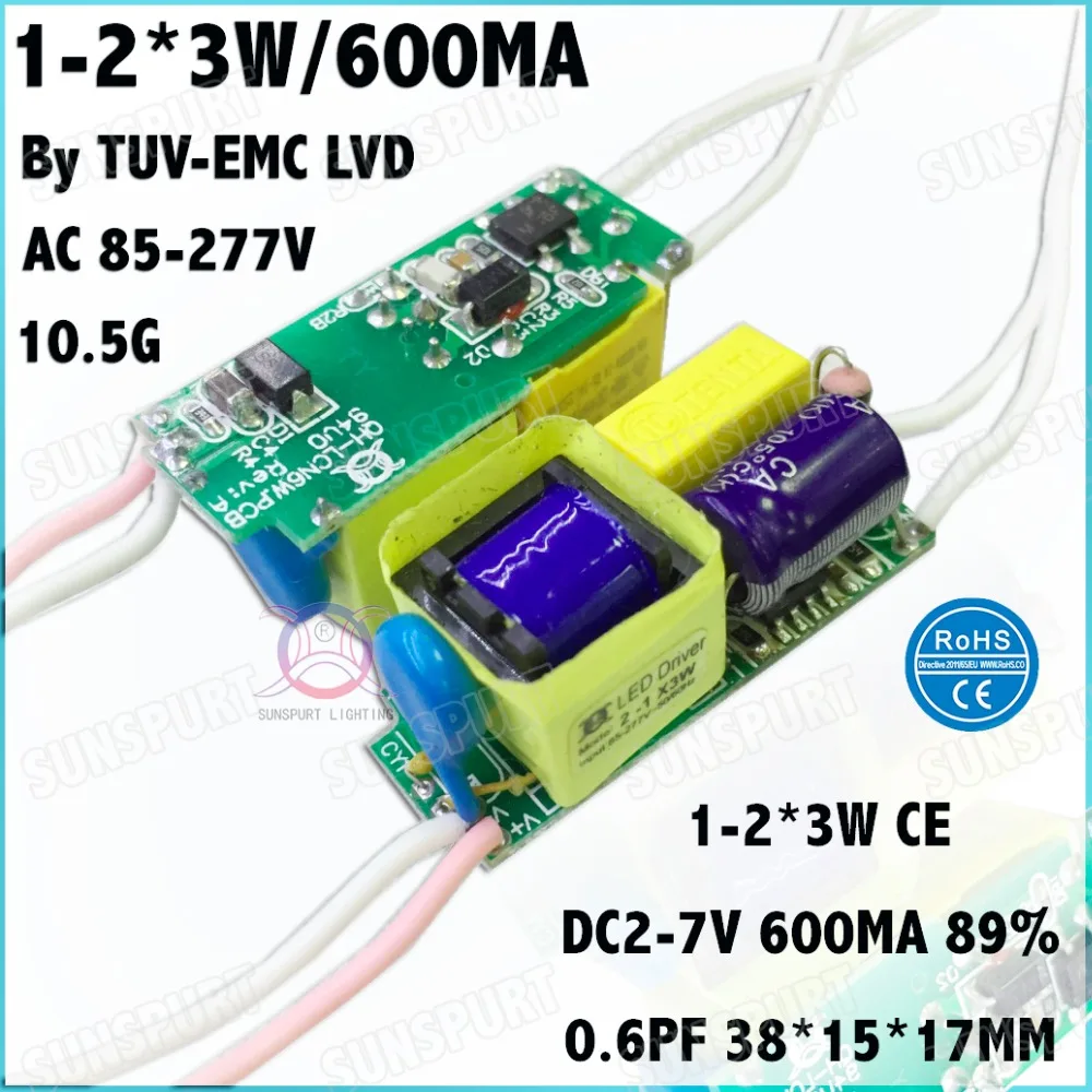 5Pcs By CE High Quality 6W AC85-277V LED Driver 1-2Cx3W 600MA DC2-7V Constant Current LED Power For LED Bulb Lamp Free Shipping