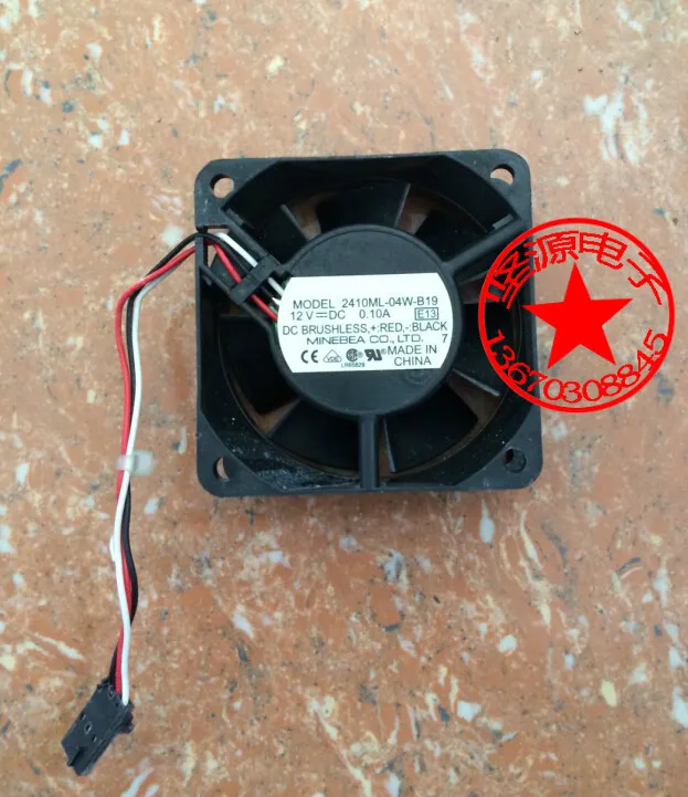 

NMB-MAT 2410ML-04W-B19 E13 DC 12V 0.10A 60x60x25mm 3-wire Server Cooling Fan