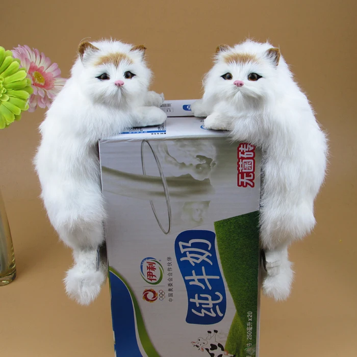 creative simulation TV cat model plastic&fur hang cat doll gift about 31x13x13cm