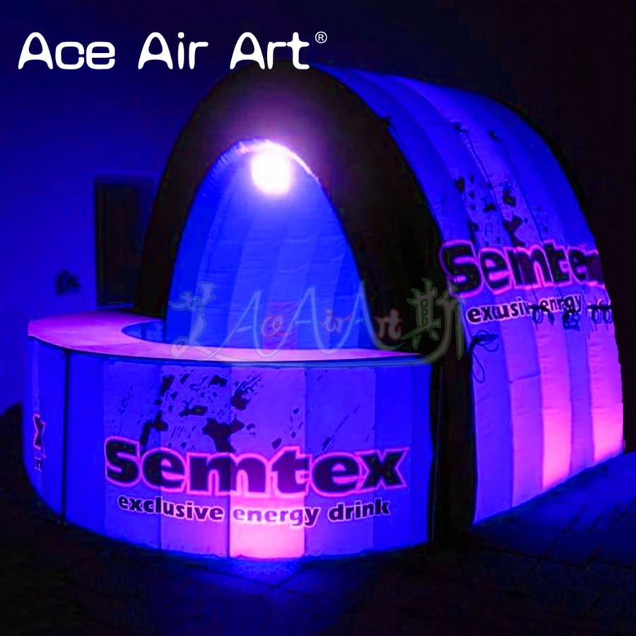 2023 Inflatable Mobile Bar Booth/Bar Table Pop Up Public House Kiosk Stall Tent with Led Light for Advertising