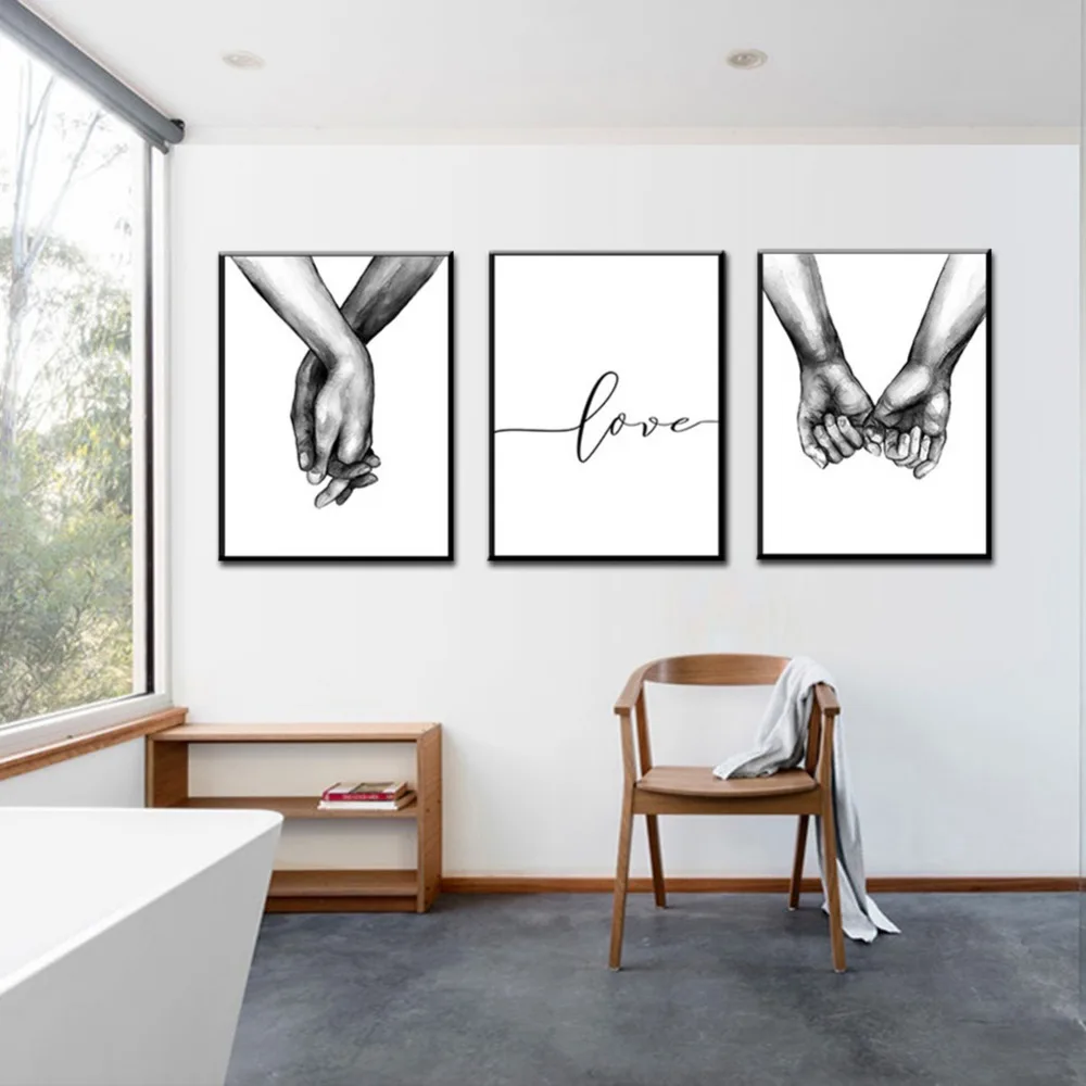 Intimate love hand-painted oil painting Home decoration painting Modern artists painting Love hand in hand lover 2019050805