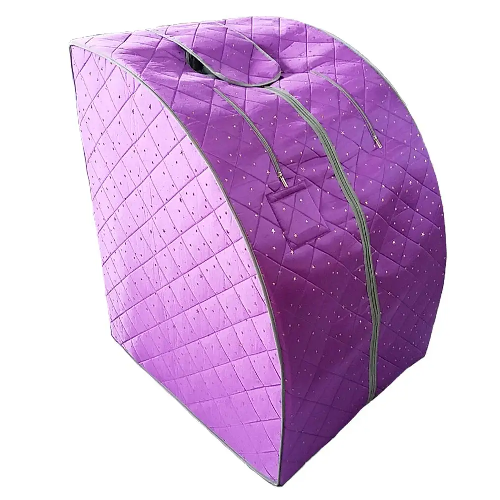 Far Infrared Sauna One Person at Home Portable Full Body SPA Tent with Heating Foot Pad and Portable Chair - Purple