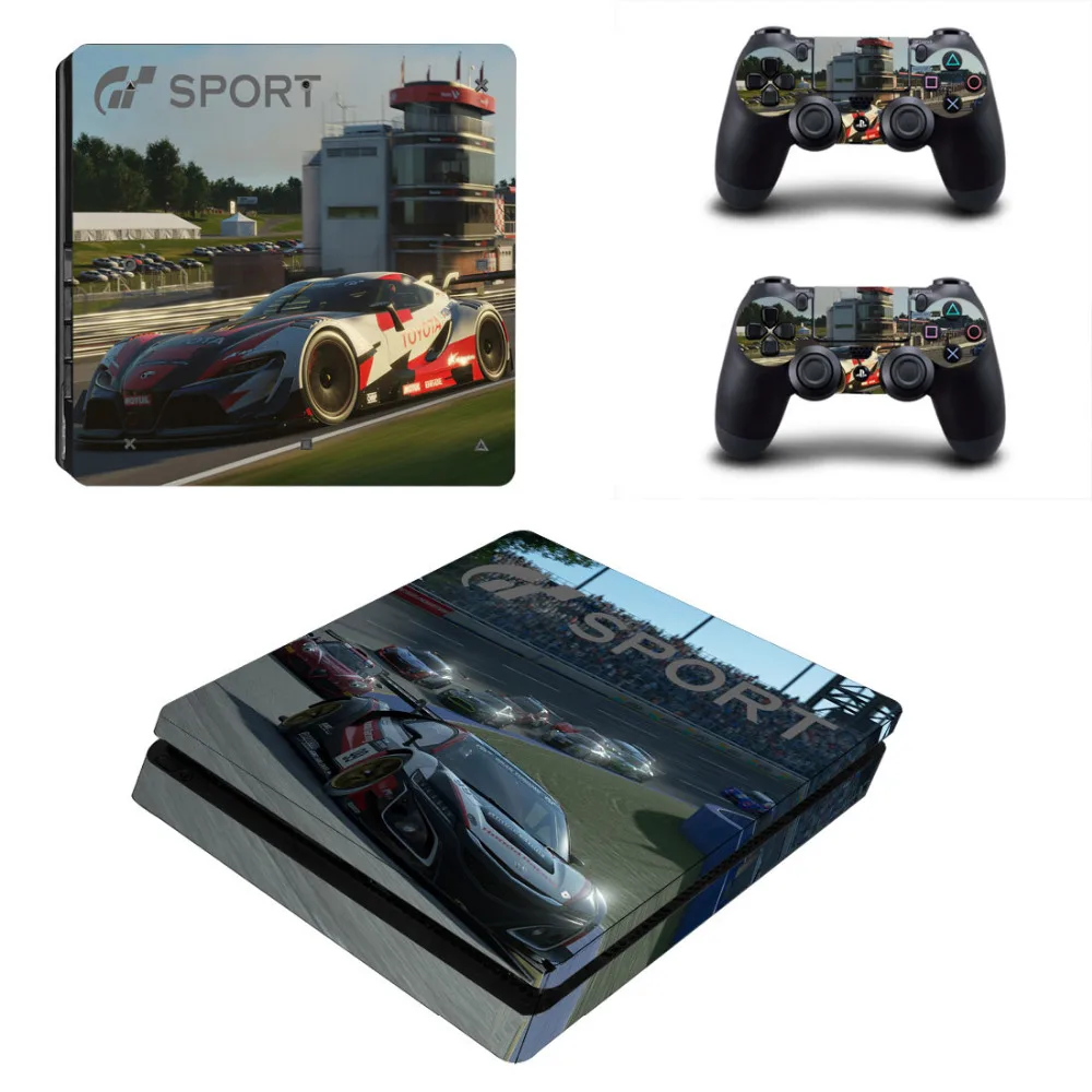 Gran Turismo Sport & GT Sport PS4 Slim Skin Sticker For Sony PlayStation 4 Console and 2 Controller PS4 Slim Sticker Decal Vinyl