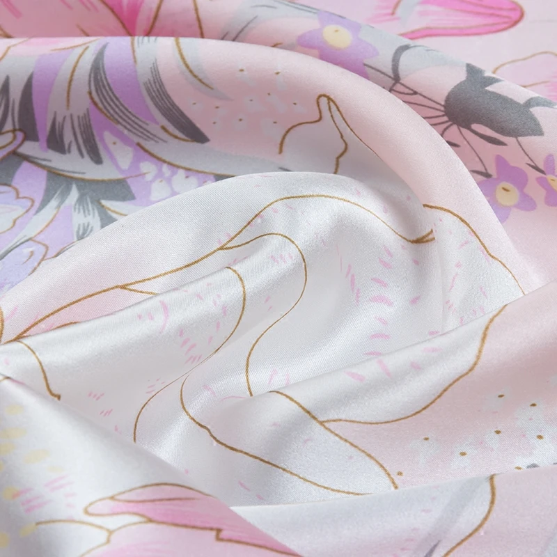 New 100% Mulberry Charmeuse Silk Bedding Set 3PCS Duvet Cover Pillowcase Floral Multicolor Multi Size