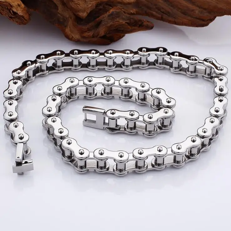 11mm Heavy Punk Men Women Bike Motorcycle Link Necklace Hiphop Rainbow Stainless Steel Bicycle Biker Chain Necklaces Jewelry