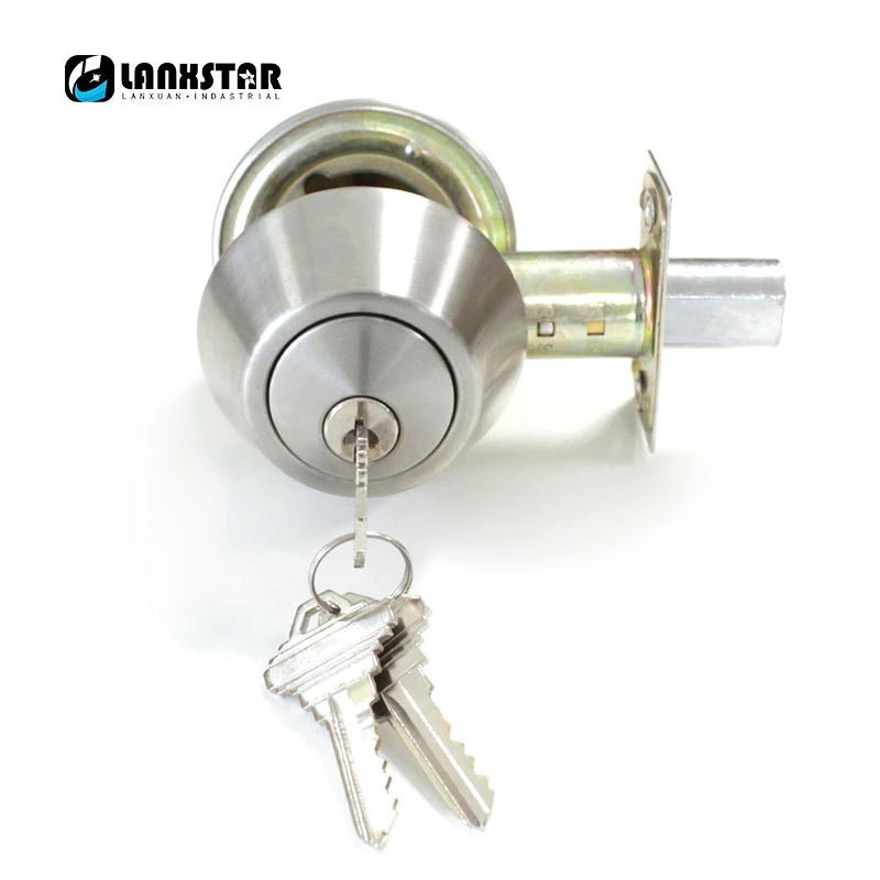 

Manufacturer Wholesale Stainless Steel Double Deadbolt Security Door Lock With Key Satin Nickel Entrance Room-door Safe Locks