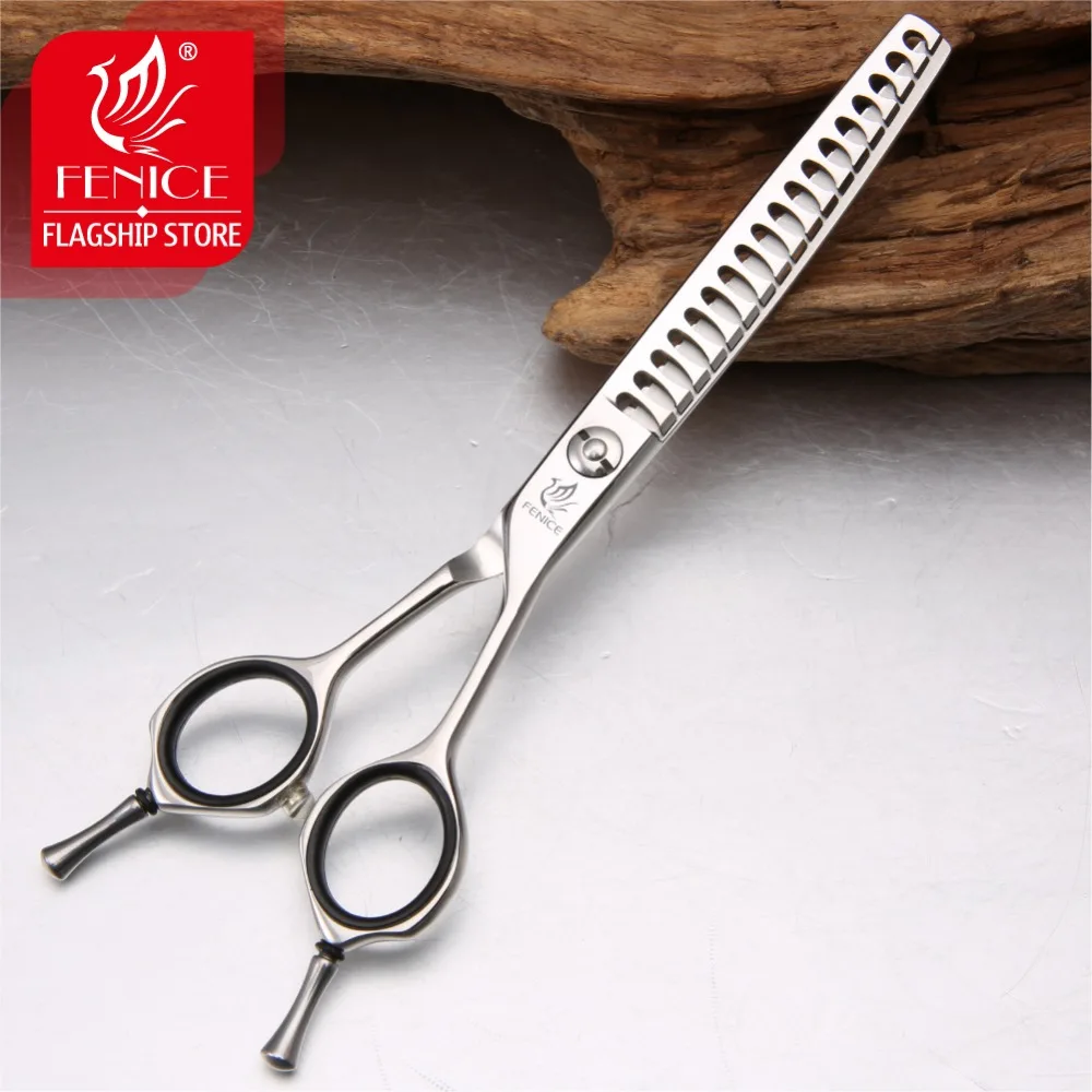 Fenice Professional JP440c 6.5 inch High quality big tooth cut dog hair Grooming Curved thinner thinning shears Scissors