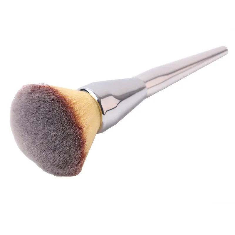 Brocha de aluminio para maquillaje, brocha redonda para base de rubor, cosmética grande, suave