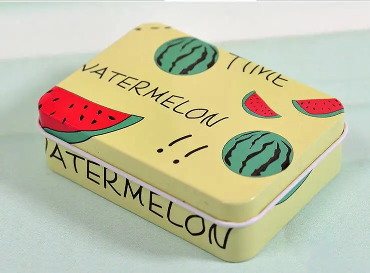 

50 pieces wedding sweet candy tinplate stationery box tin fruit watermelon strawberry pattern Pencil Case choolate storage box