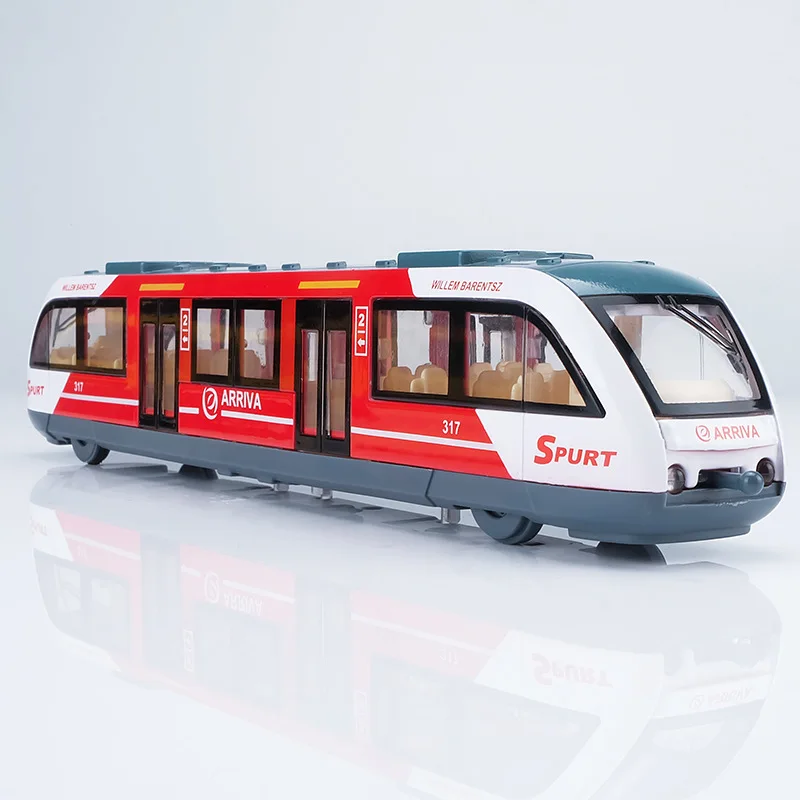 Exquisite 1:64 city subway alloy model,simulation die-cast sound and light pull back train toy, children\'s gift,free shipping