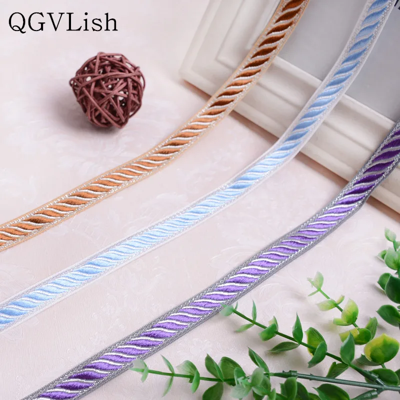 QGVLish 40M/lot 1cm Wide Striped Curtain Lace Trim Ribbons Filigree Belt DIY Sew Sofa Garment Pillow Edge Curtain Accessories